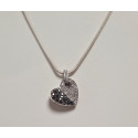 Pendentif Coeur Diamants noirs et Blancs