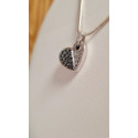 Pendentif Coeur Diamants noirs et Blancs