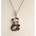 Collier Or Blanc avec pendentif Panda 32 diamants