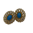 Boucles Or avec Pierres Turquoises et Oxydes