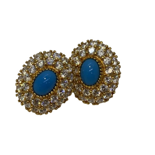 Boucles Or avec Pierres Turquoises et Oxydes