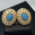 Boucles Or avec Pierres Turquoises et Oxydes