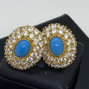 Boucles Or avec Pierres Turquoises et Oxydes