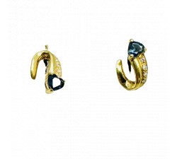 Boucles d'Oreille Or avec Saphir et Diamants