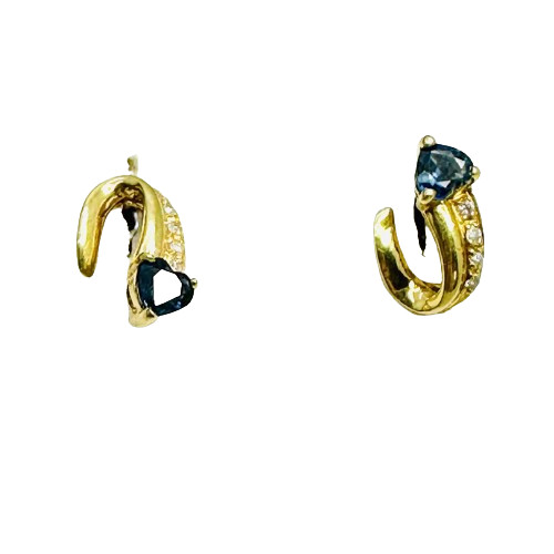 Boucles d'Oreille Or avec Saphir et Diamants