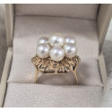 Bague Or avec Perles Blanches