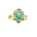 Bague Fleur avec Diamants et Pierre Verte