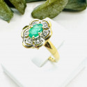 Bague Fleur avec Diamants et Pierre Verte