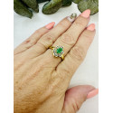 Bague Fleur avec Diamants et Pierre Verte