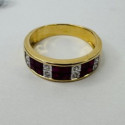 Bague Or Jaune avec Rubis et Diamants