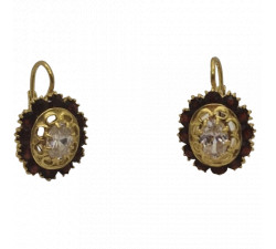 Boucles d'Oreille Or avec Oxydes et Grenats