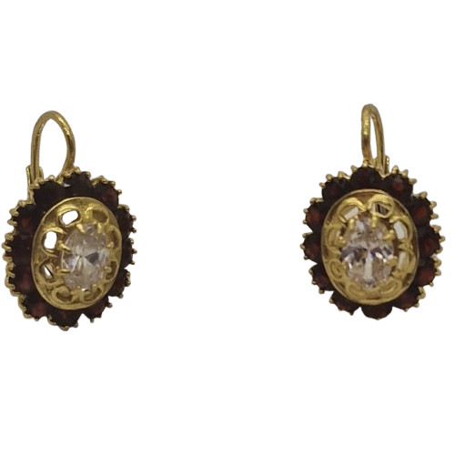 Boucles d'Oreille Or avec Oxydes et Grenats