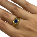 Bague Or avec Pierre Bleue et Oxydes