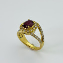 Bague Or avec Rubis 2.13ct , Diamants et Saphir