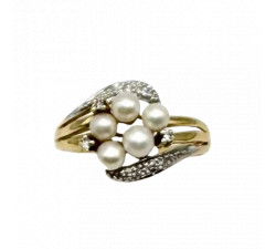 Bague 2 Ors avec Perles Blanches