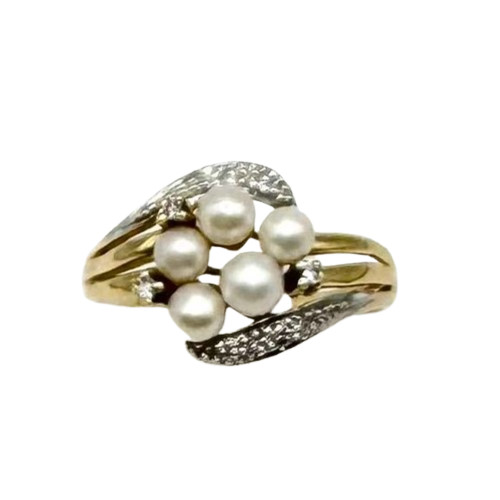 Bague 2 Ors avec Perles Blanches