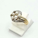 Bague 2 Ors avec Perles Blanches