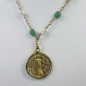 Collier Or avec Boule Aventurine et Perle de Culture Keshi