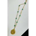 Collier Or avec Boule Aventurine et Perle de Culture Keshi