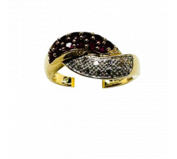 Bague 2 Ors avec Diamants et Rubis