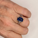 Bague Or et Platine avec Pierre Bleue