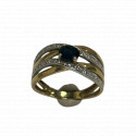 Bague 2 Ors avec Diamants et Saphir