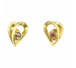 Boucles d'Oreille Or avec Pierre Rose