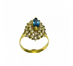 Bague Marquise avec Pierre Bleue et Oxydes