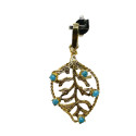 Pendentif Or Feuille avec Pierres Turquoises