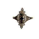 Bague Marquise avec Saphirs et Diamants