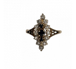 Bague Marquise avec Saphirs et Diamants