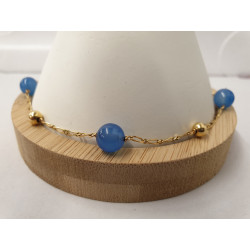 Bracelet Or et Perles bleues