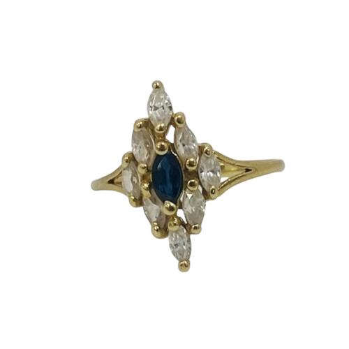 Bague Marquise avec oxydes et saphir