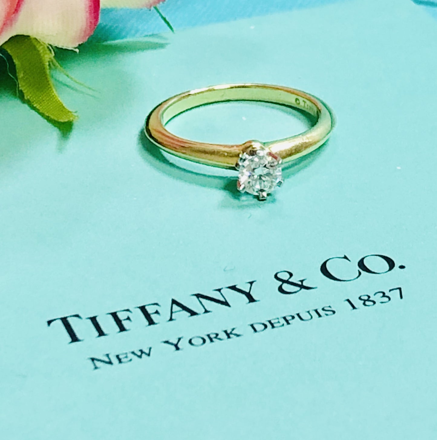 Bague solitaire Tiffany & Co Setting en platine et en diamant