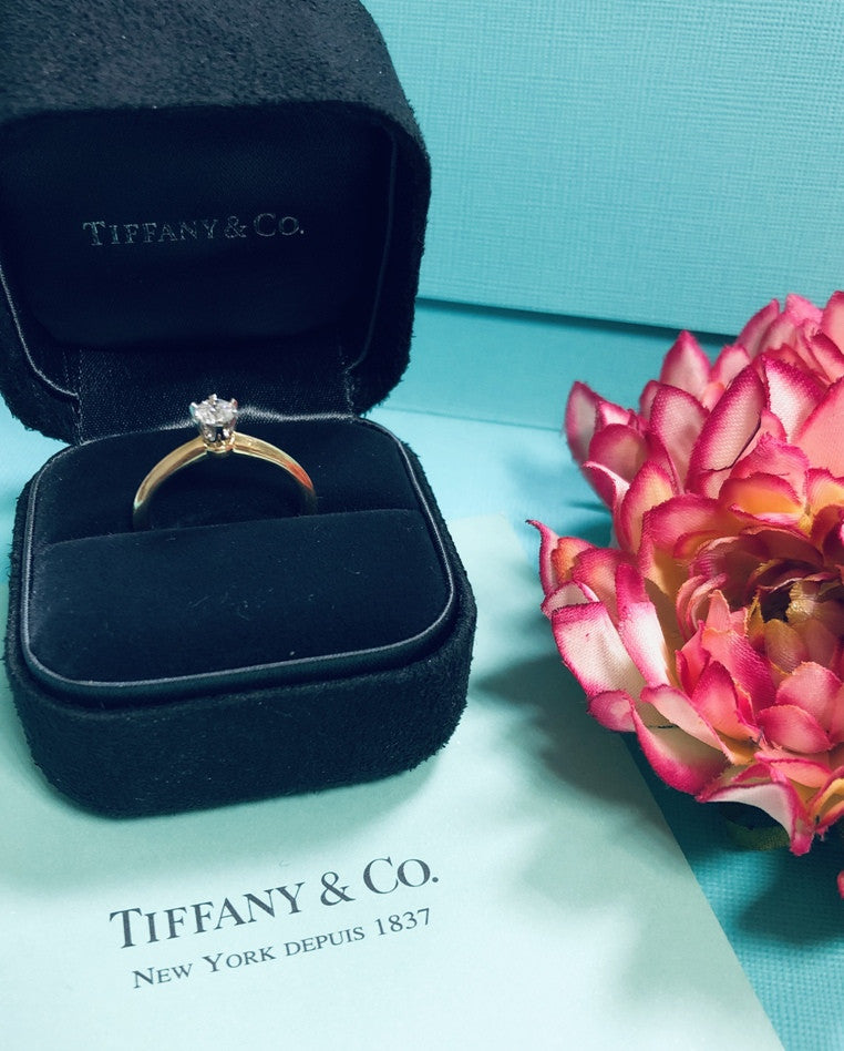 Bague solitaire Tiffany & Co Setting en platine et en diamant