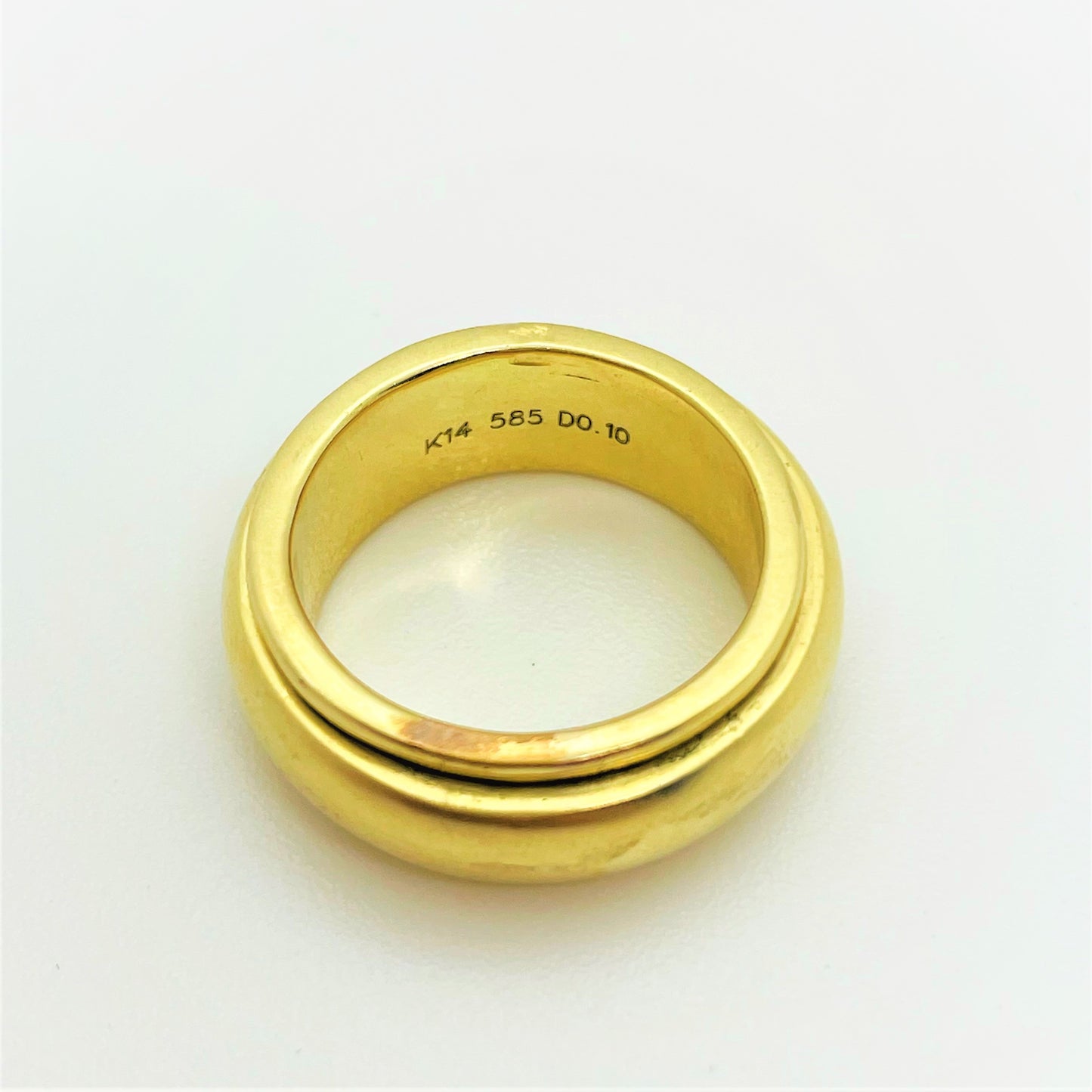 Bague Jonc Anneau Central Mobile Or jaune avec Diamant 0.10ct