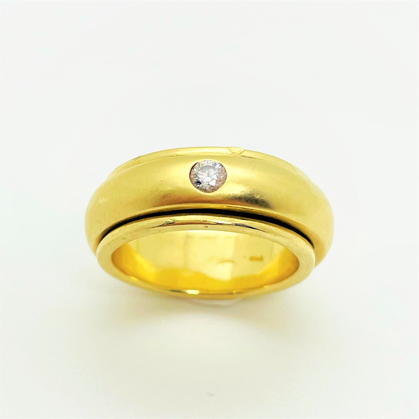 Bague Jonc Anneau Central Mobile Or jaune avec Diamant 0.10ct