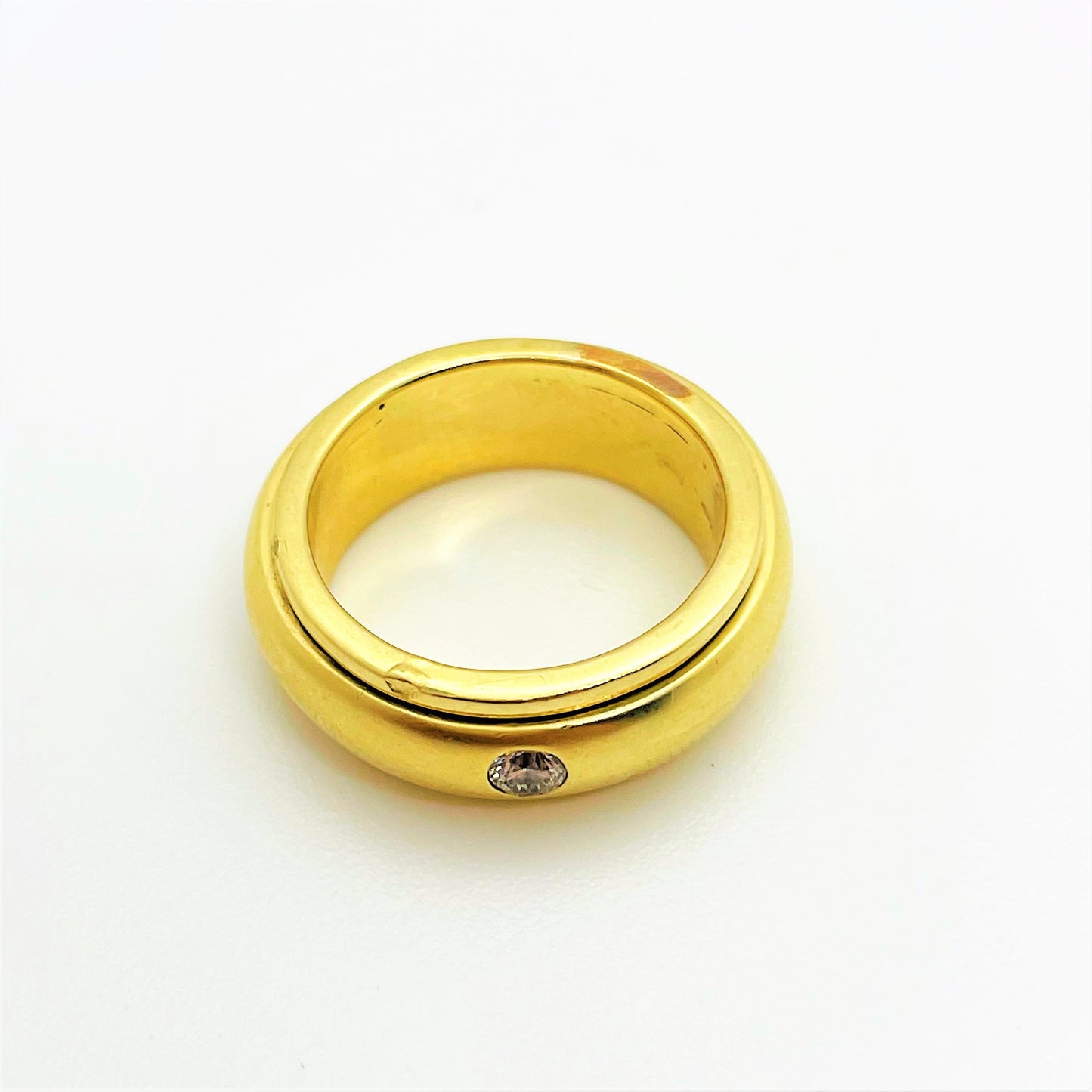 Bague Jonc Anneau Central Mobile Or jaune avec Diamant 0.10ct