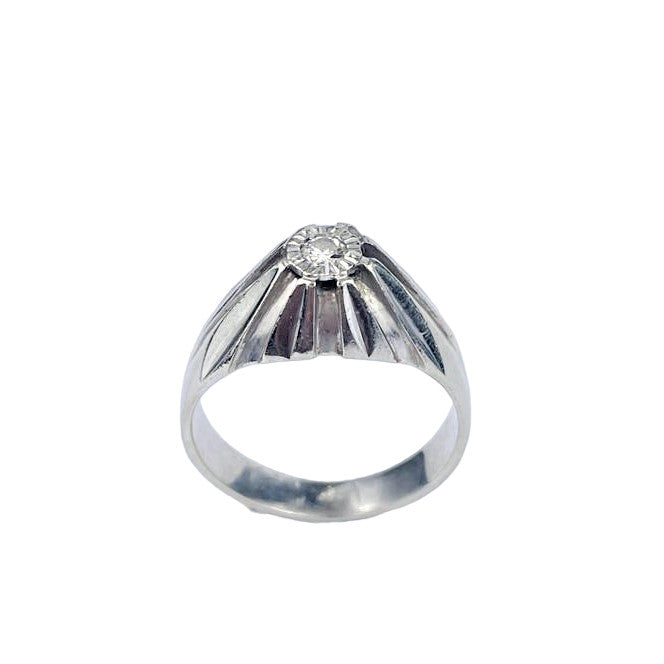 Bague Dôme en Or Blanc avec Diamant 0.10ct