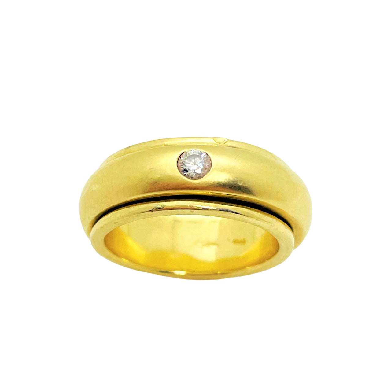 Bague Jonc Anneau Central Mobile Or jaune avec Diamant 0.10ct