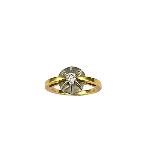 Bague Fleur 2 Ors avec Diamant Solitaire 0.18ct