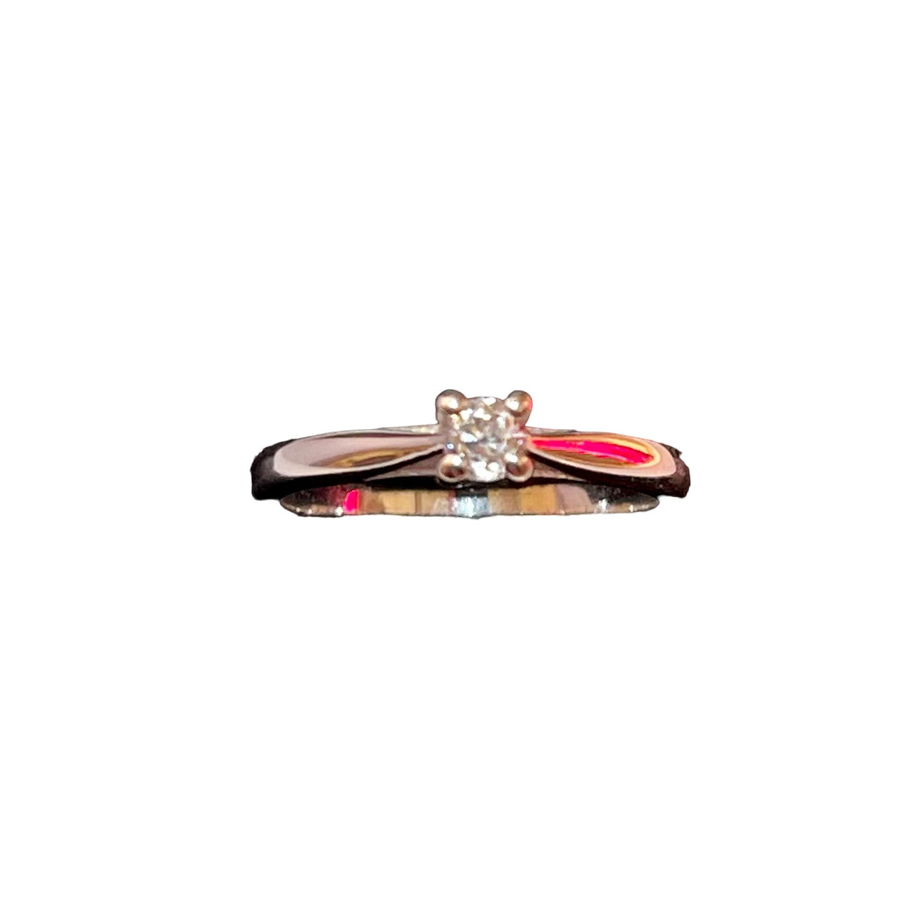 Bague Or Blanc avec Diamant Solitaire 0.19ct