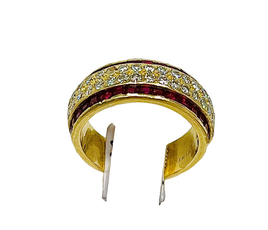 Bague Or Jaune avec Rubis et Diamants