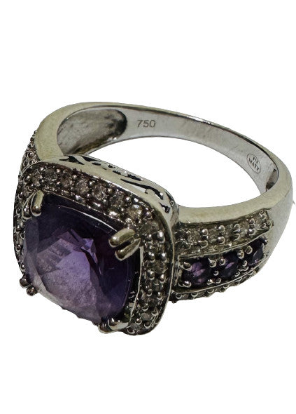 Bague Diamants Et Améthystes