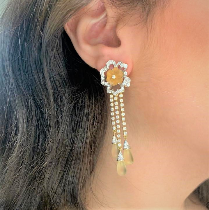 Boucles d'Oreille avec Goutte de Verre