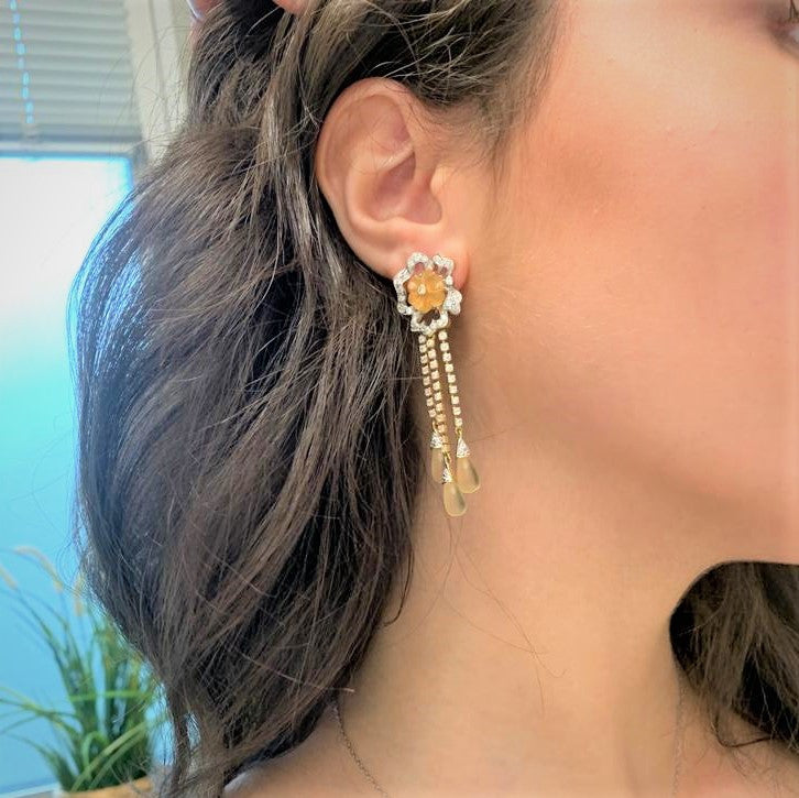 Boucles d'Oreille avec Goutte de Verre