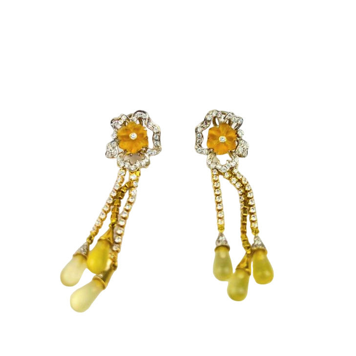 Boucles d'Oreille avec Goutte de Verre