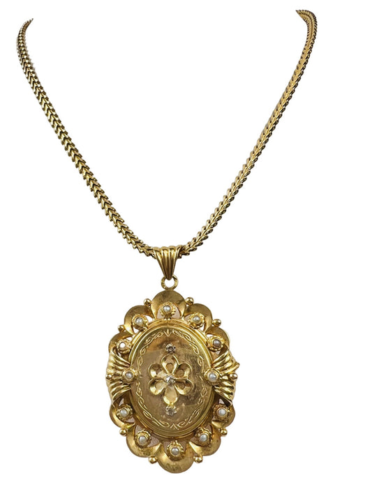 Pendentif Cassolette Or Jaune avec Perle de Culture