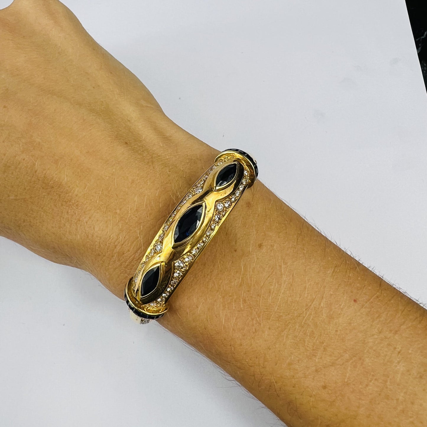 Bracelet Or Jaune avec Saphirs et Diamants