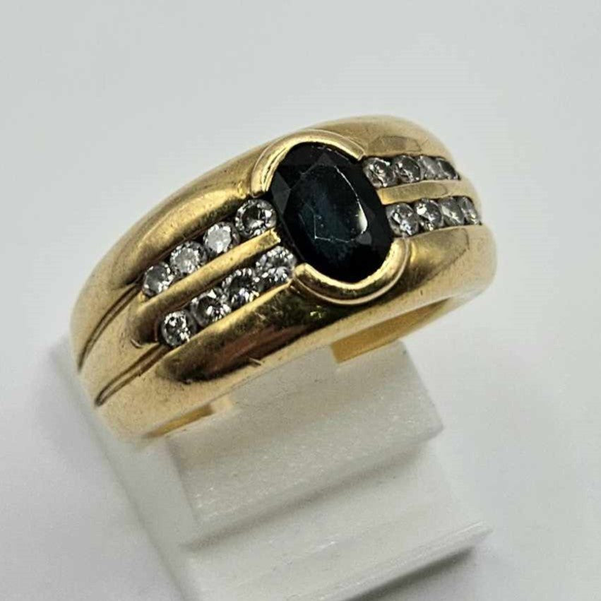 Bague Or Jaune avec Diamants et Pierres